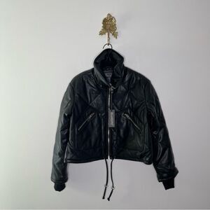Blank NYC Quilted Crop Faux Leather Jacket S
